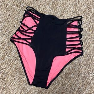 Vs pink high waisted bikini bottoms, size s
